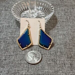 Blue and Gold iridescent Geometric Earrings MAKE ME AN OFFER!